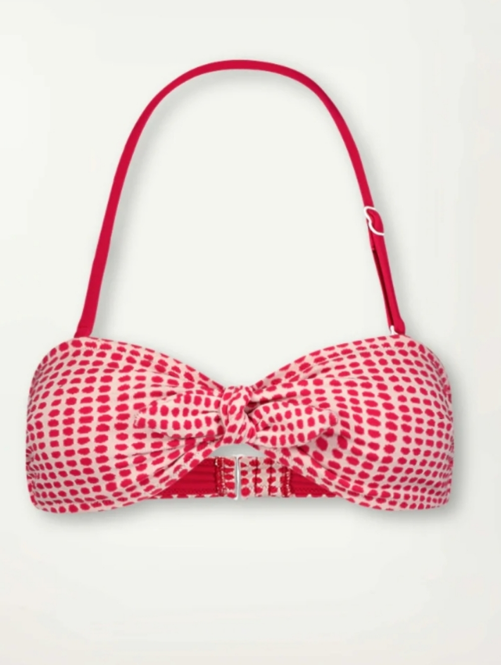 Lemlem Ava Front Twist Bandeau Bikini Swim Top Raspberry Dot